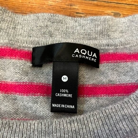 Pink and Grey Striped 100% Cashmere  Flares Sweater, Medium - Picture 4 of 5